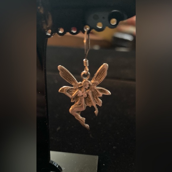 4 pc set Fairies. 925 silver Ring (Sz8) & Earrings Vintage Seagull pewter Brooch - Picture 7 of 14